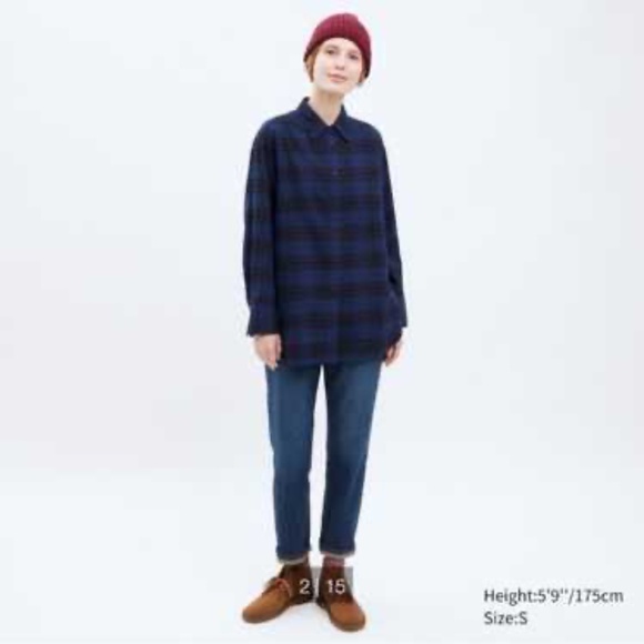 UNIQLO Blue Buffalo Check Flannel Button Up - Picture 1 of 7